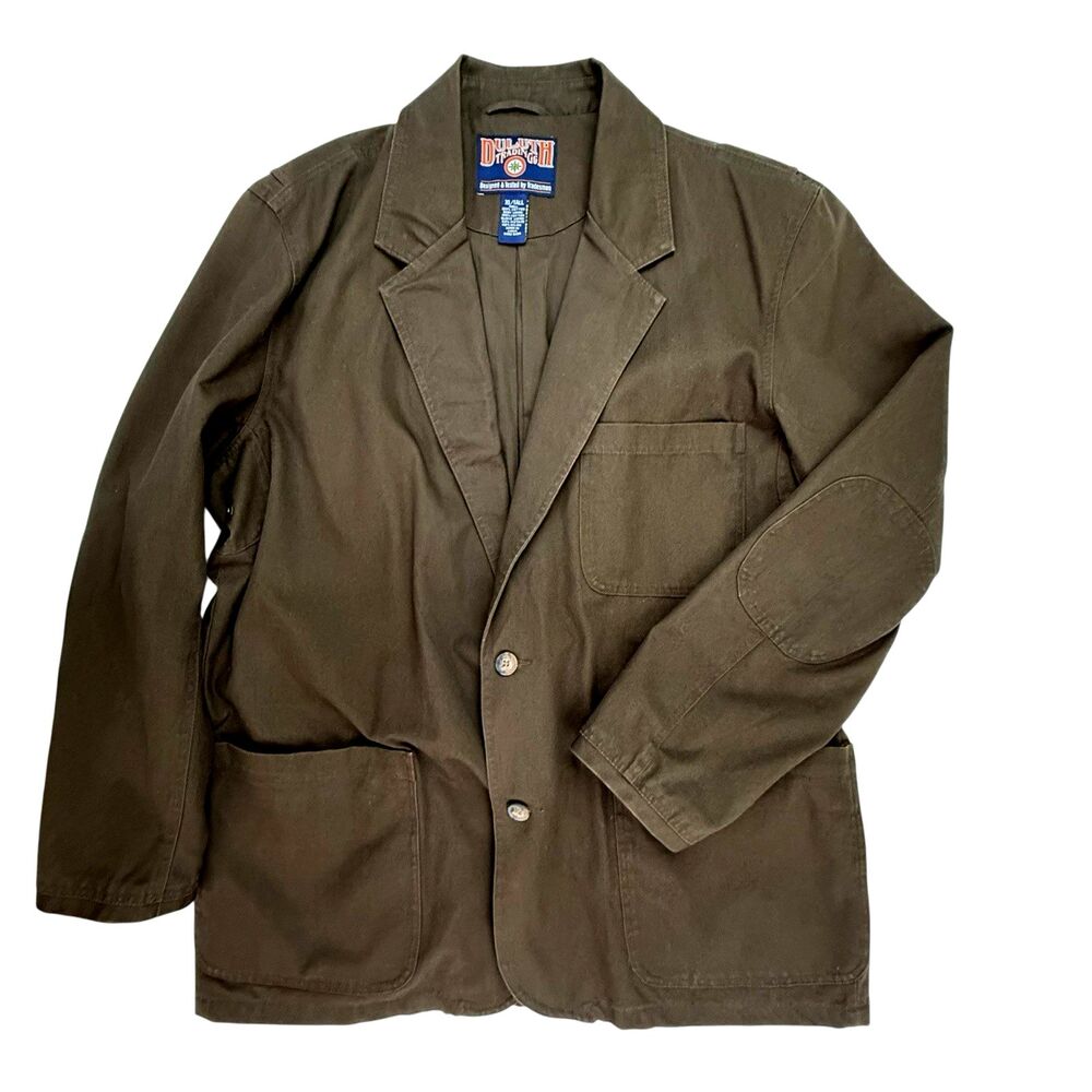 Duluth Trading Co Fire Hose Presentation Jacket Men XL Tall Brown Blazer Canvas